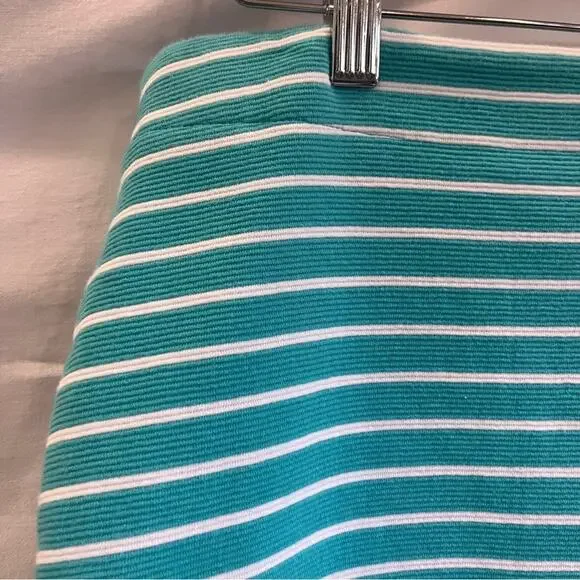 Talbots Turquoise White Textured Knit Skirt Pencil Pockets Womens Size 6 Mini - Picture 2 of 12